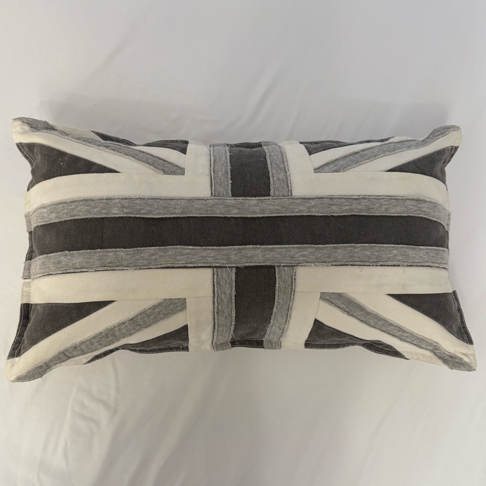 EUC Urban Barn Off White & Gray Union Jack Decorative Pillow